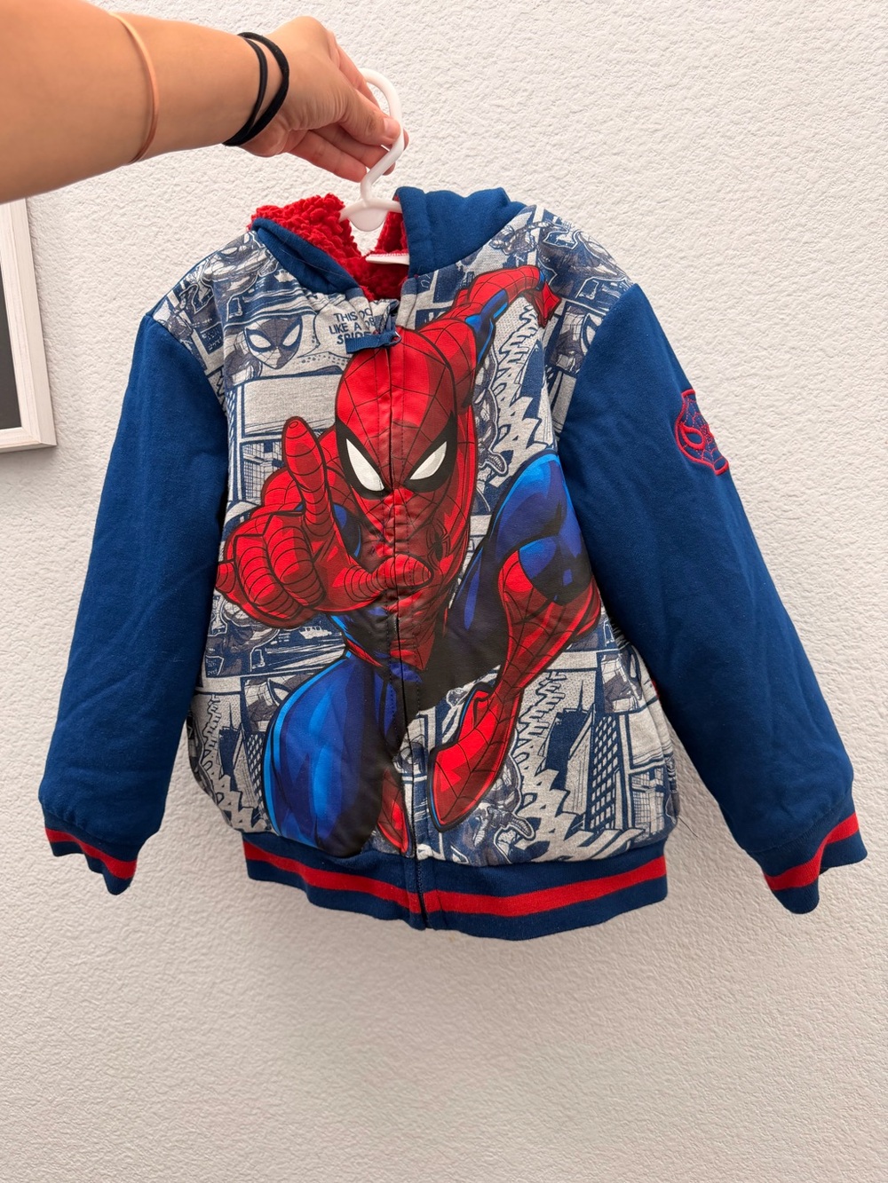Marvel Boys Spider-Man Blue and Red Hooded Jacket